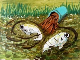 Painting accompanying a petition on cleaning up the Cam Painting of sewage entering the Cam